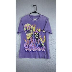 V-Play Shirt Youth 14 Purple Valabasas Skull Flames Graphic Tee T-Shirt